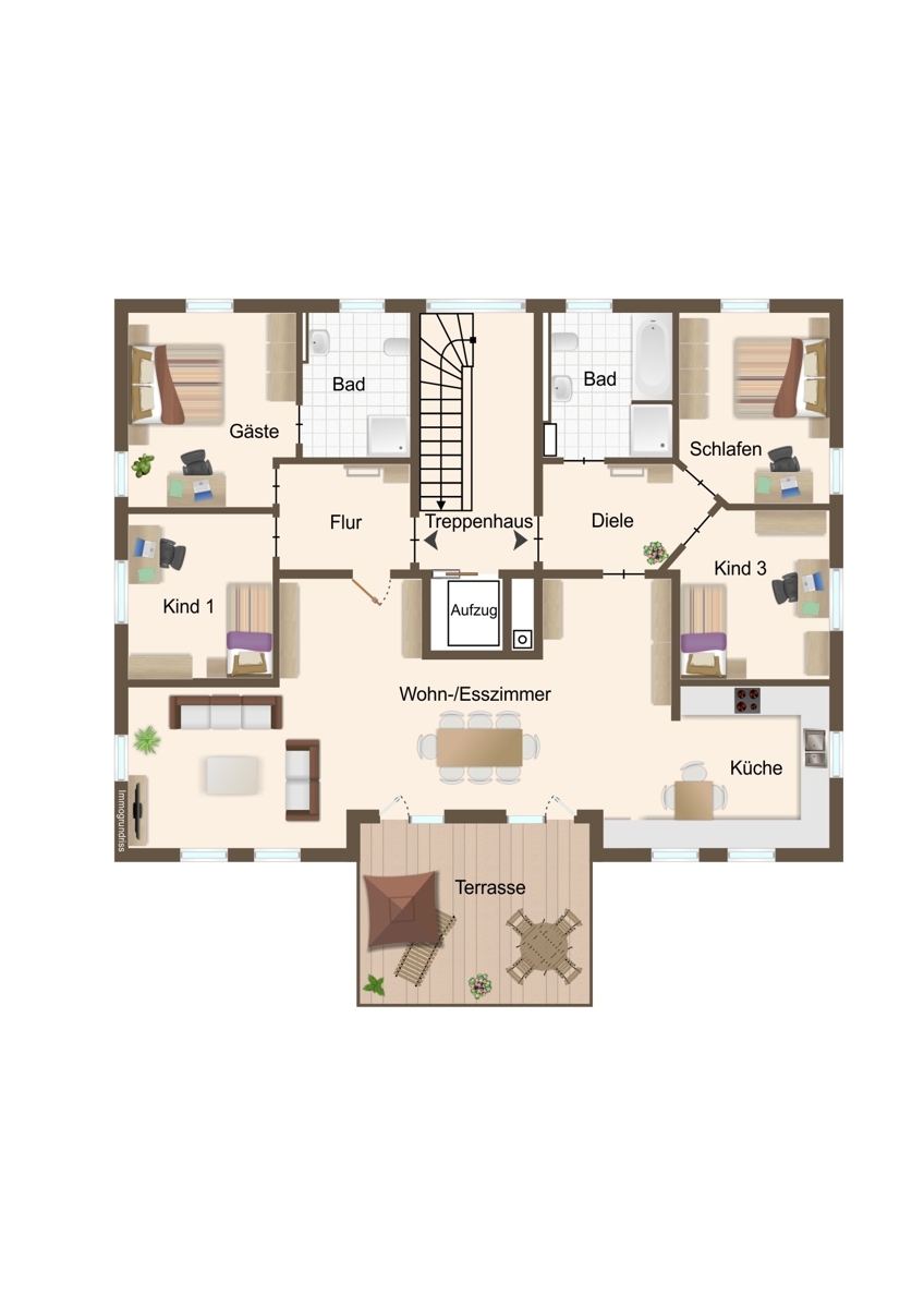 Alternativ-Grundriss großes Wohn/Esszimmer