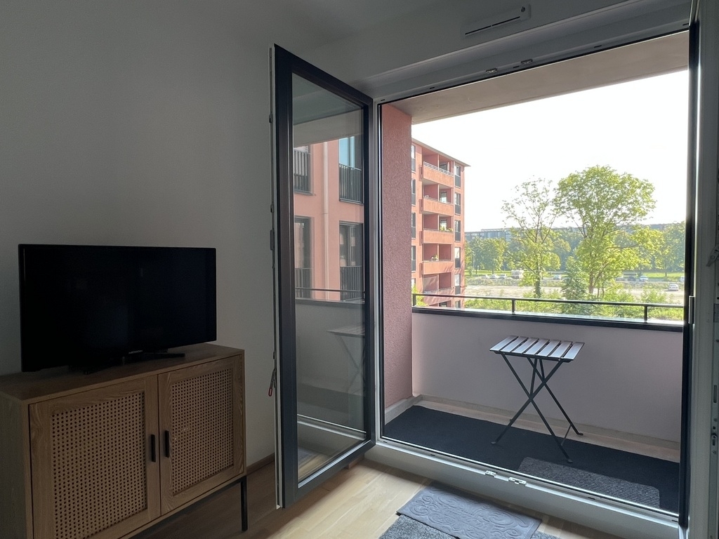 Blick zum Balkon