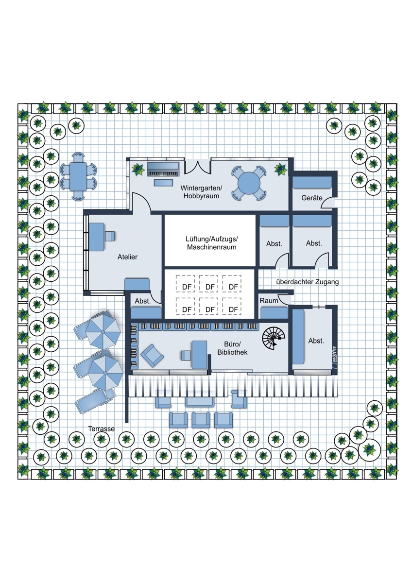 Grundriss DG mit Terrassen