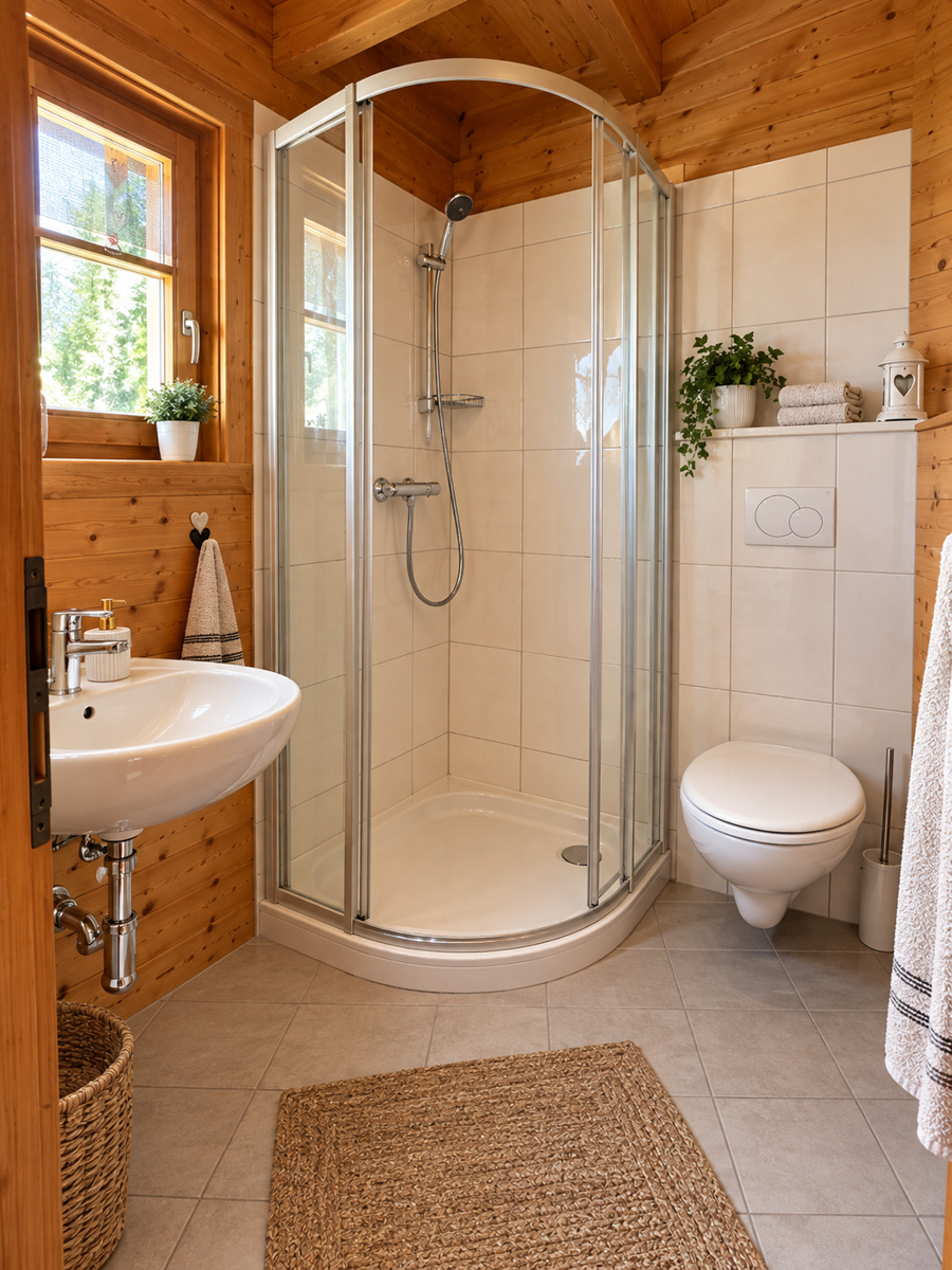 Rustikales Holzbadezimmer im Landhausstil