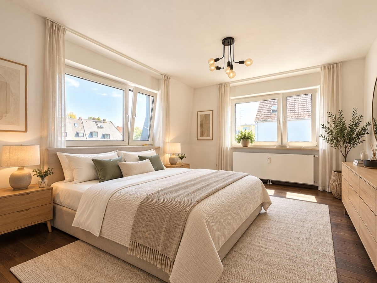 Helles skandinavisches Schlafzimmer