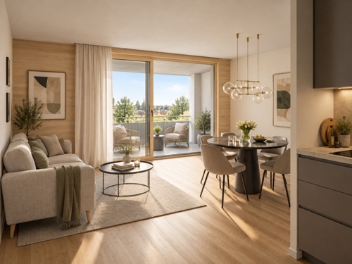 Visualisierungsbeispiel Wohnraum mit Loggia