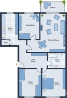 Grundriss der 4 Zimmerwohnung