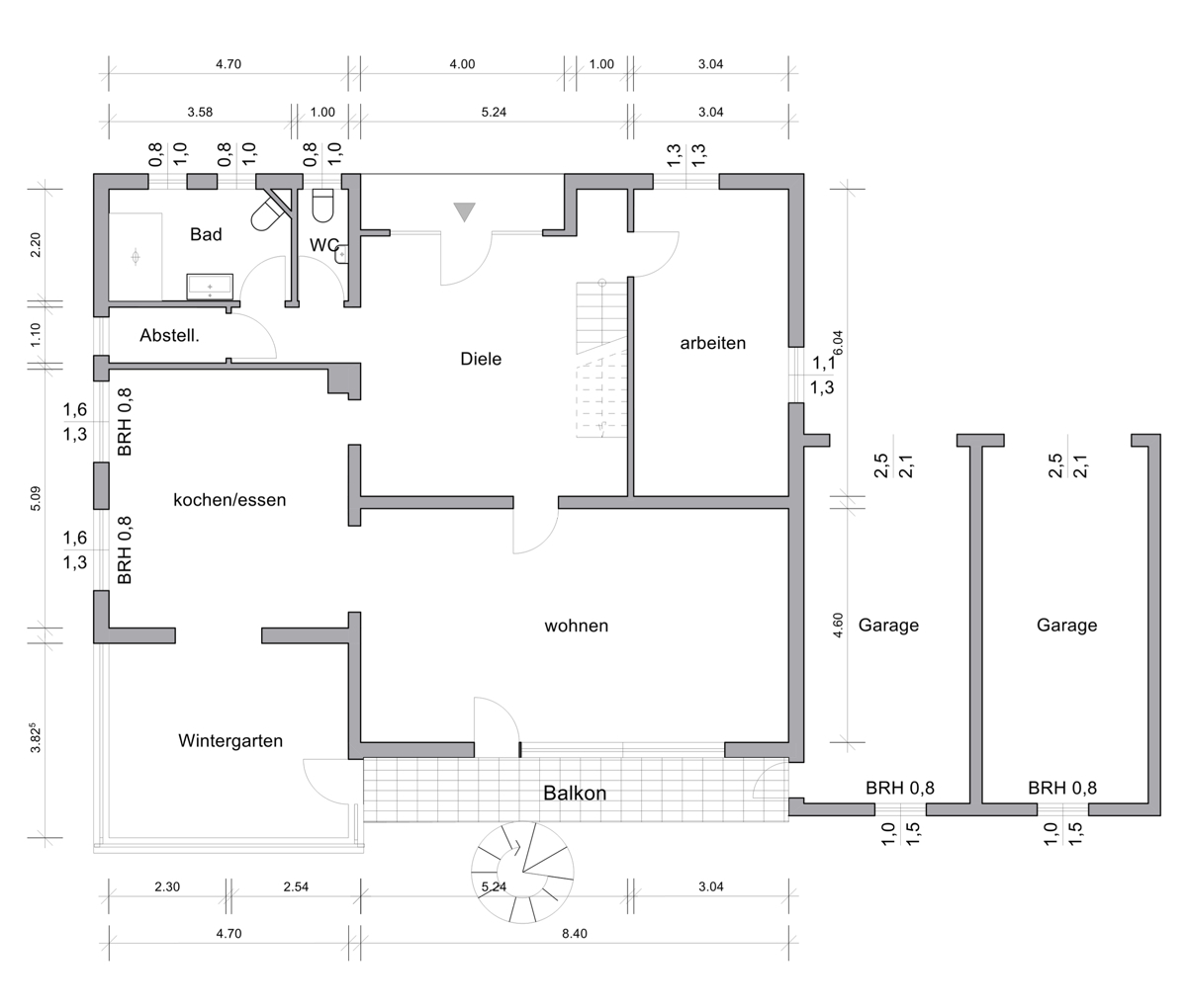 bemaßter Grundriss EG
