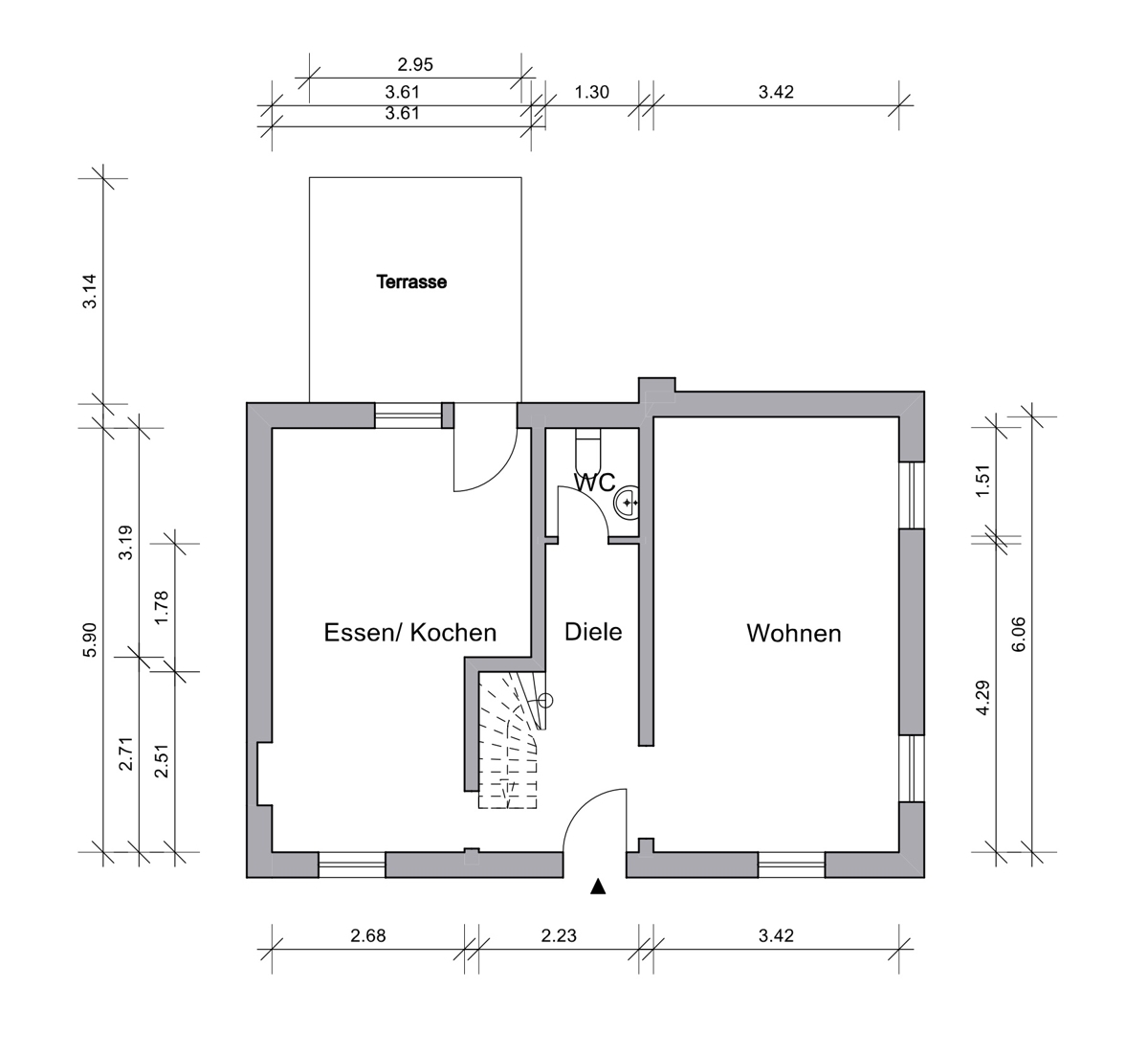 bemaßter Grundriss EG