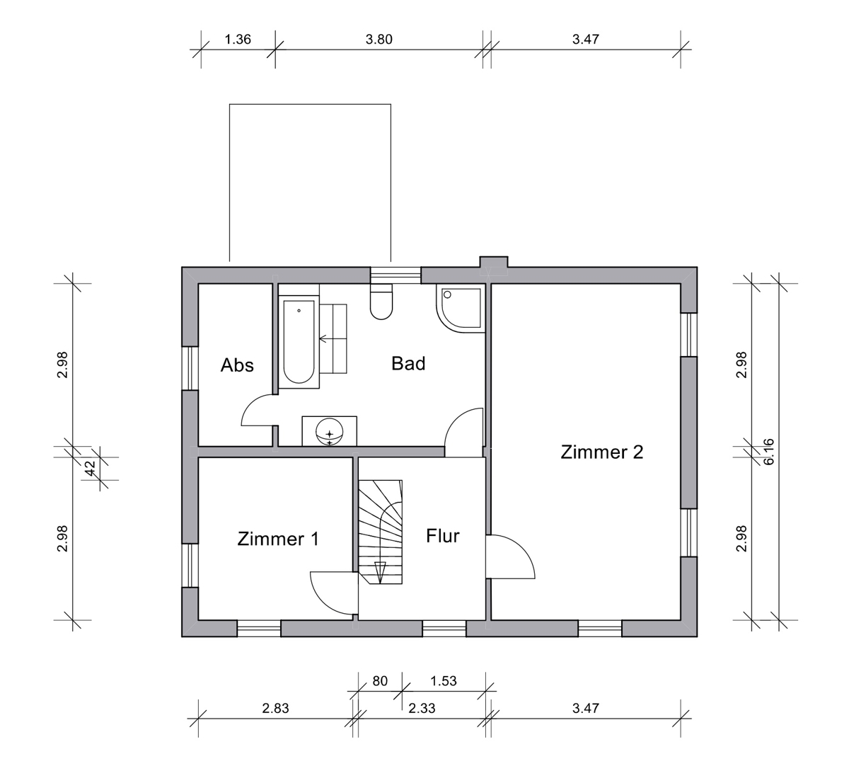 bemaßter Grundriss OG