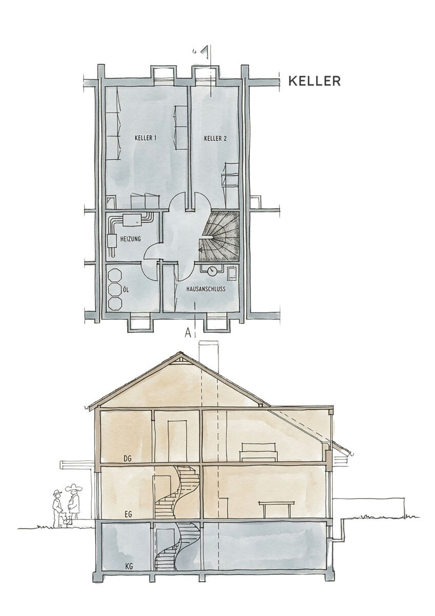 Grundriss Keller _ Haus-Querschnitt