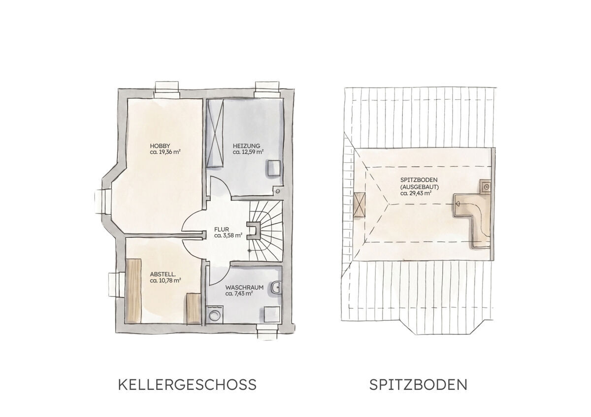 Kellergeschoss + Spitzboden