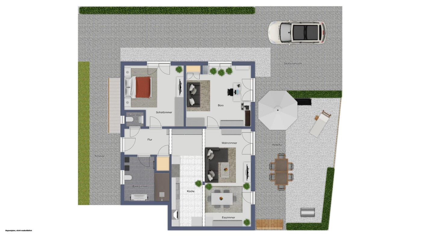 Grundriss mit Außenbereich