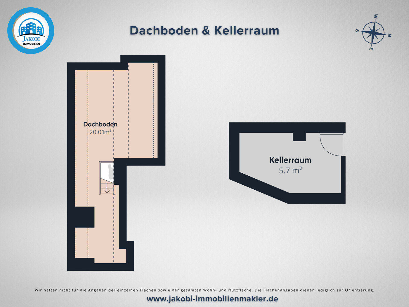 Grundriss Dachboden & Kellerraum
