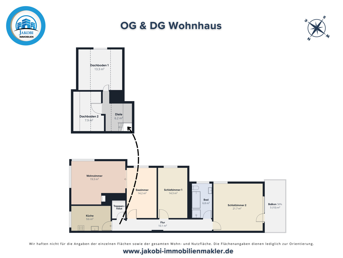 Grundriss OG & DG Wohnhaus