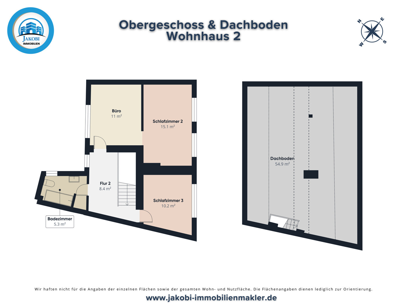 Grundriss OG & Dachboden Haus 2