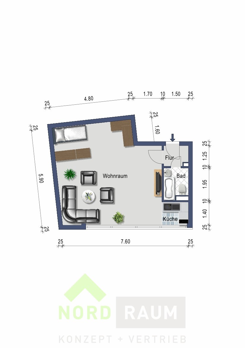 Grundriss W 43 m²