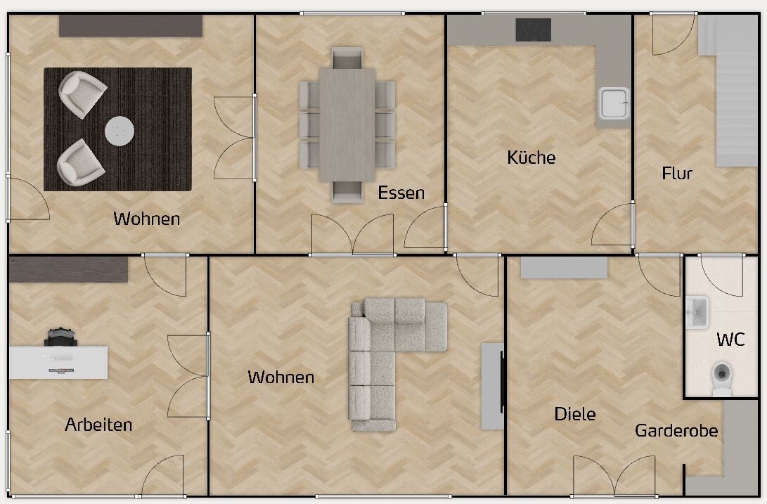 Erdgeschoss, Grundriss nicht maßstabsgetreu!