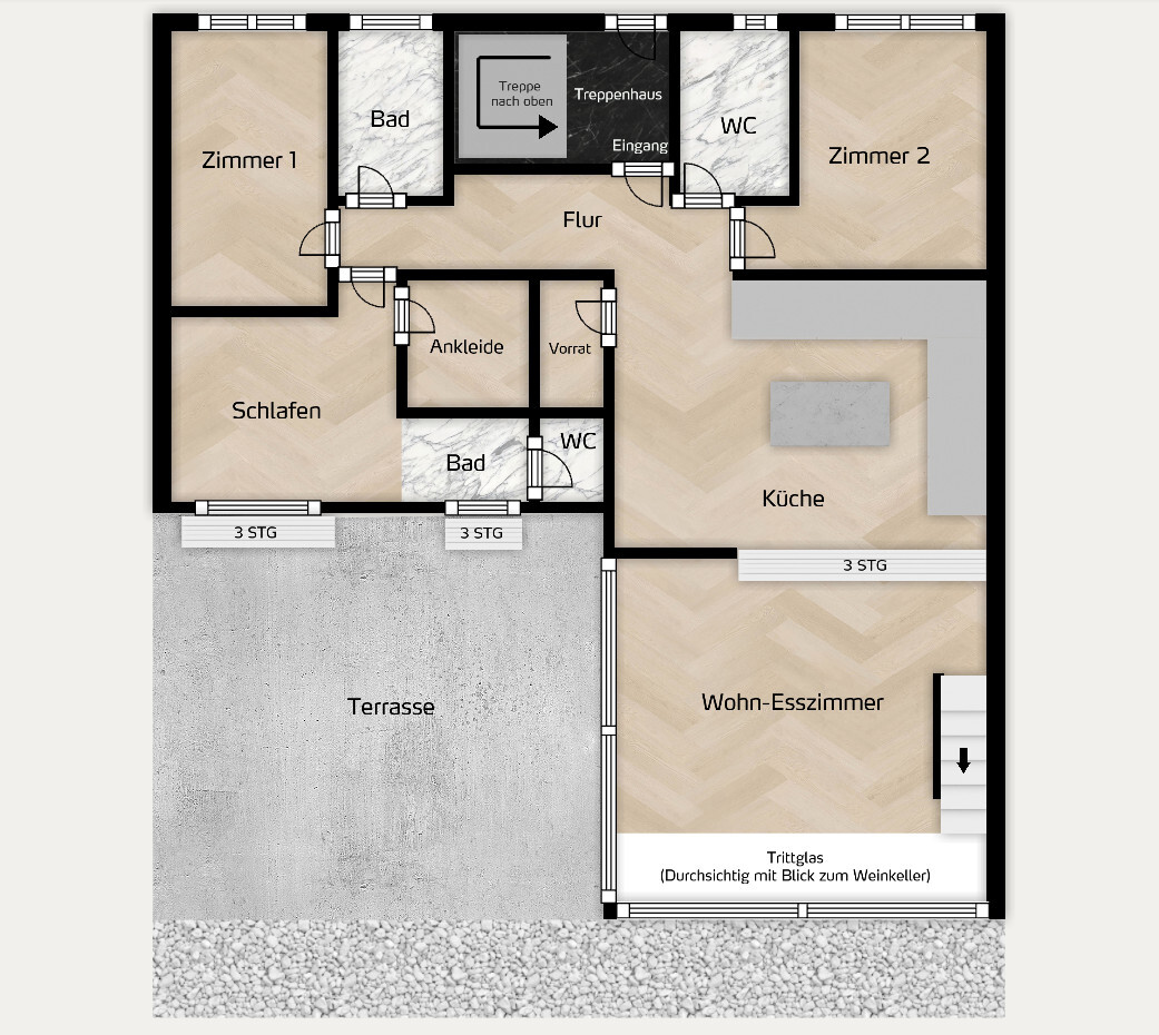 Grundriss EG Wohnung nicht maßstabsgetreu!