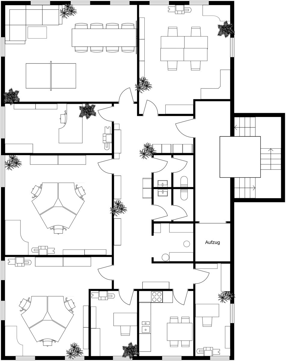 Grundriss mit Möglicher Büroflächen