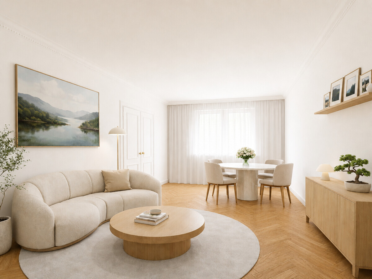 Wohn-Esszimmer visualisiert