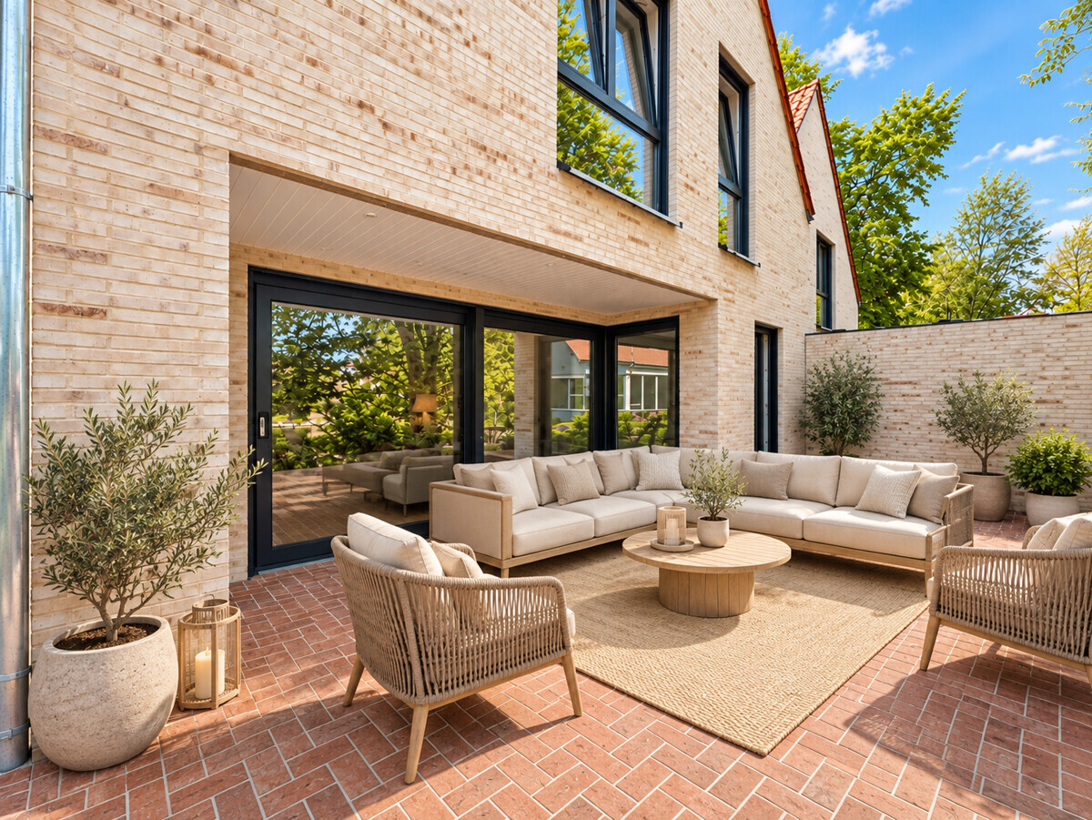Terrasse Visualisierung mit Möblierun