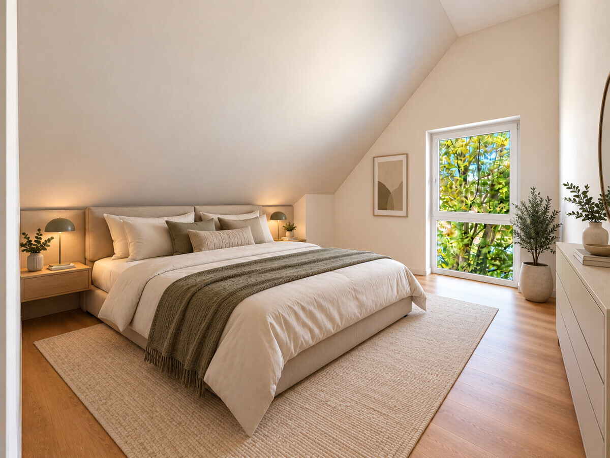 Schlafzimmer Visualisierung mit Möblierung