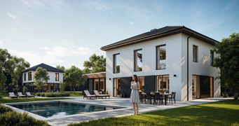 Ansicht EFH Como Garten Tag (1)