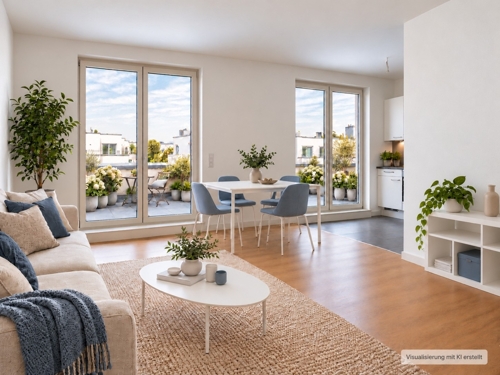 Wohnzimmer mit Küche_Visualisierung mit KI