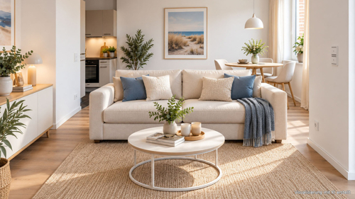 Wohnzimmer mit off. Küche_KI-Visualisierung