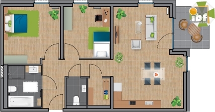 Grundriss WE 19 Haus 1.2 Alsdorf am Weiher