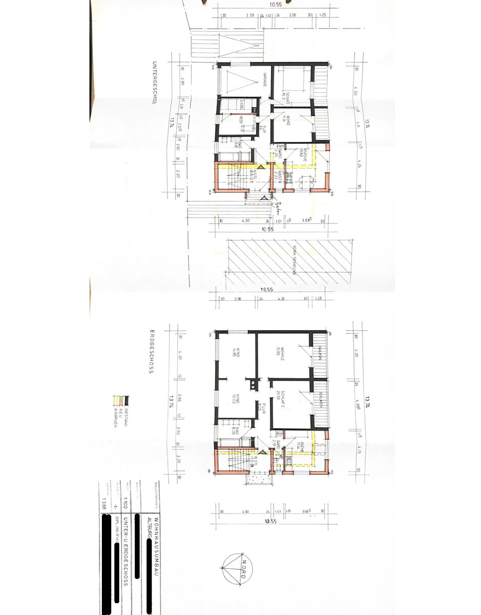 Plansatz Wohnhaus geschwärzt