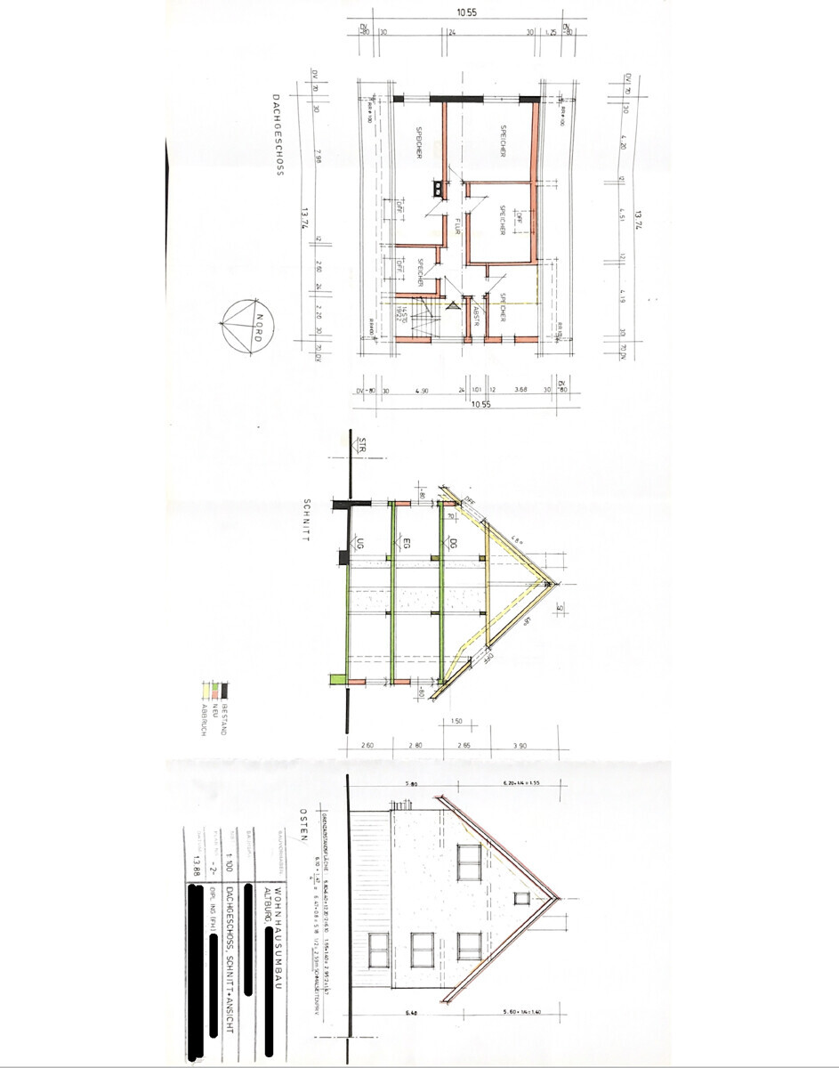Plansatz Wohnhaus geschwärzt