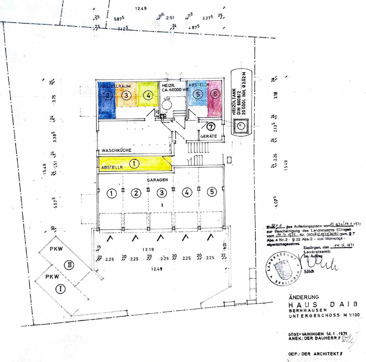 Grundriss Abstellraum Nr. 1 und Garage Nr.3