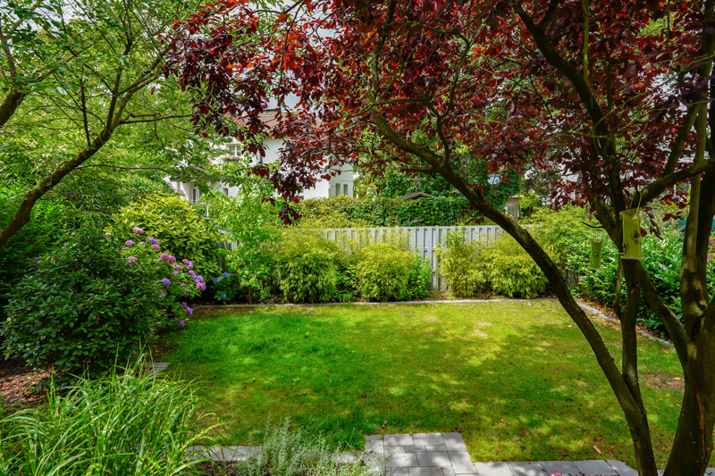 Blick von dem Wintergarten in den Garten