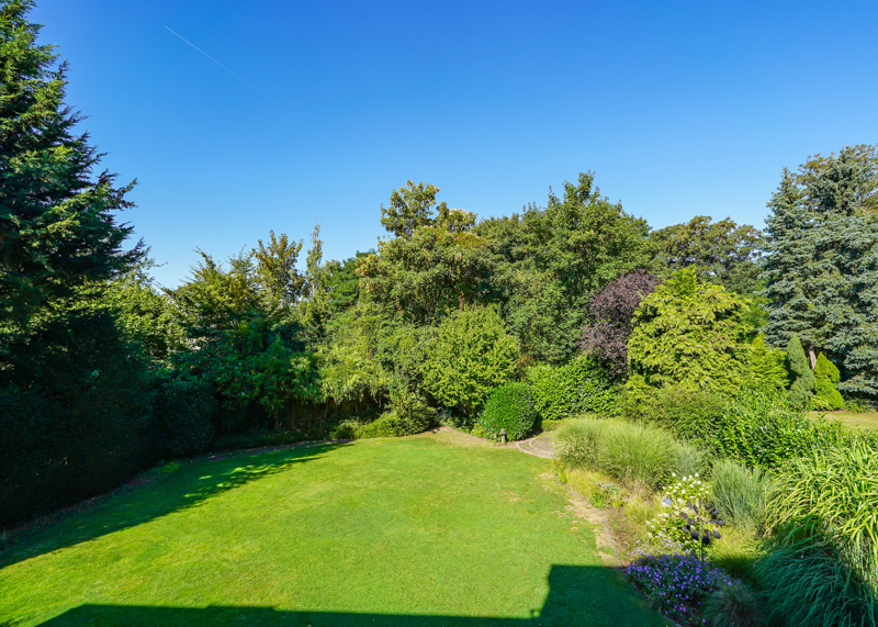 Ansicht vom Balkon in den Garten