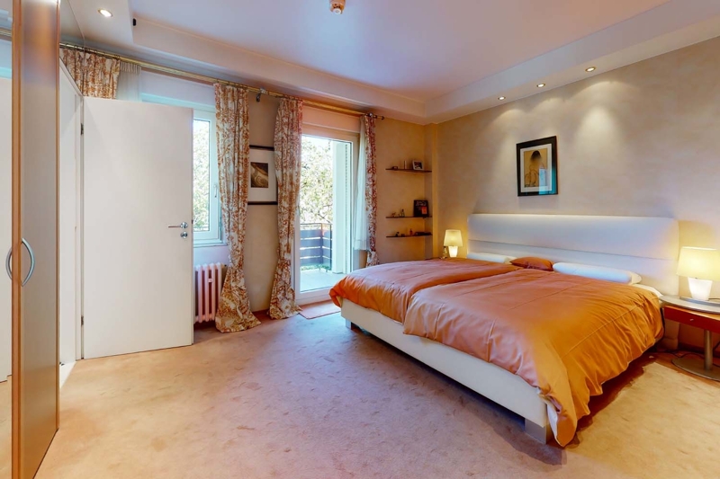 Schlafzimmer mit Dekorboden