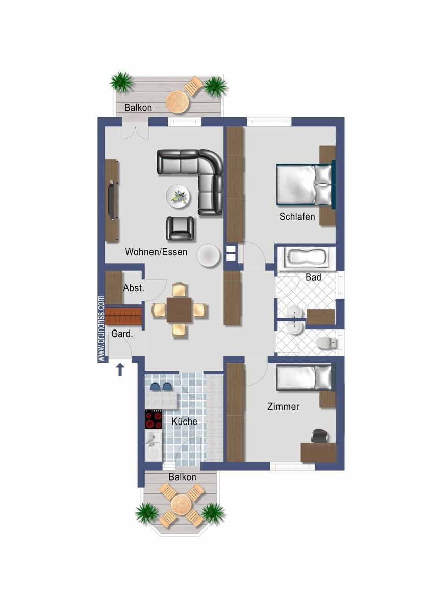 Grundriss (nicht maßstabsgetreu)