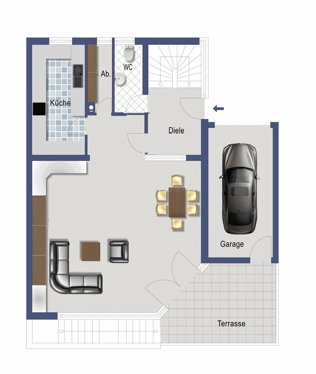Grundriss Erdgeschoss (nicht maßstabsgetreu)