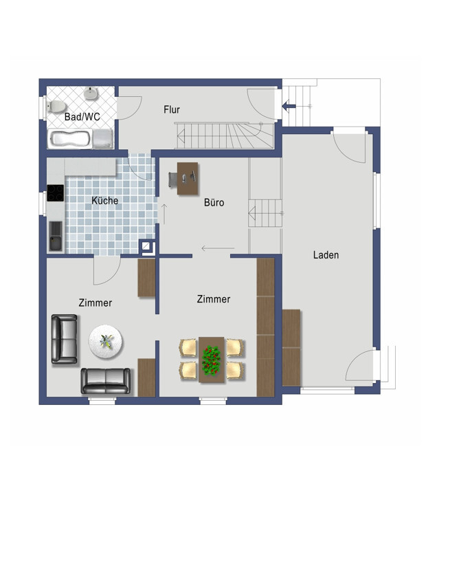 Grundriss Erdgeschoss (nicht maßstabsgetreu)