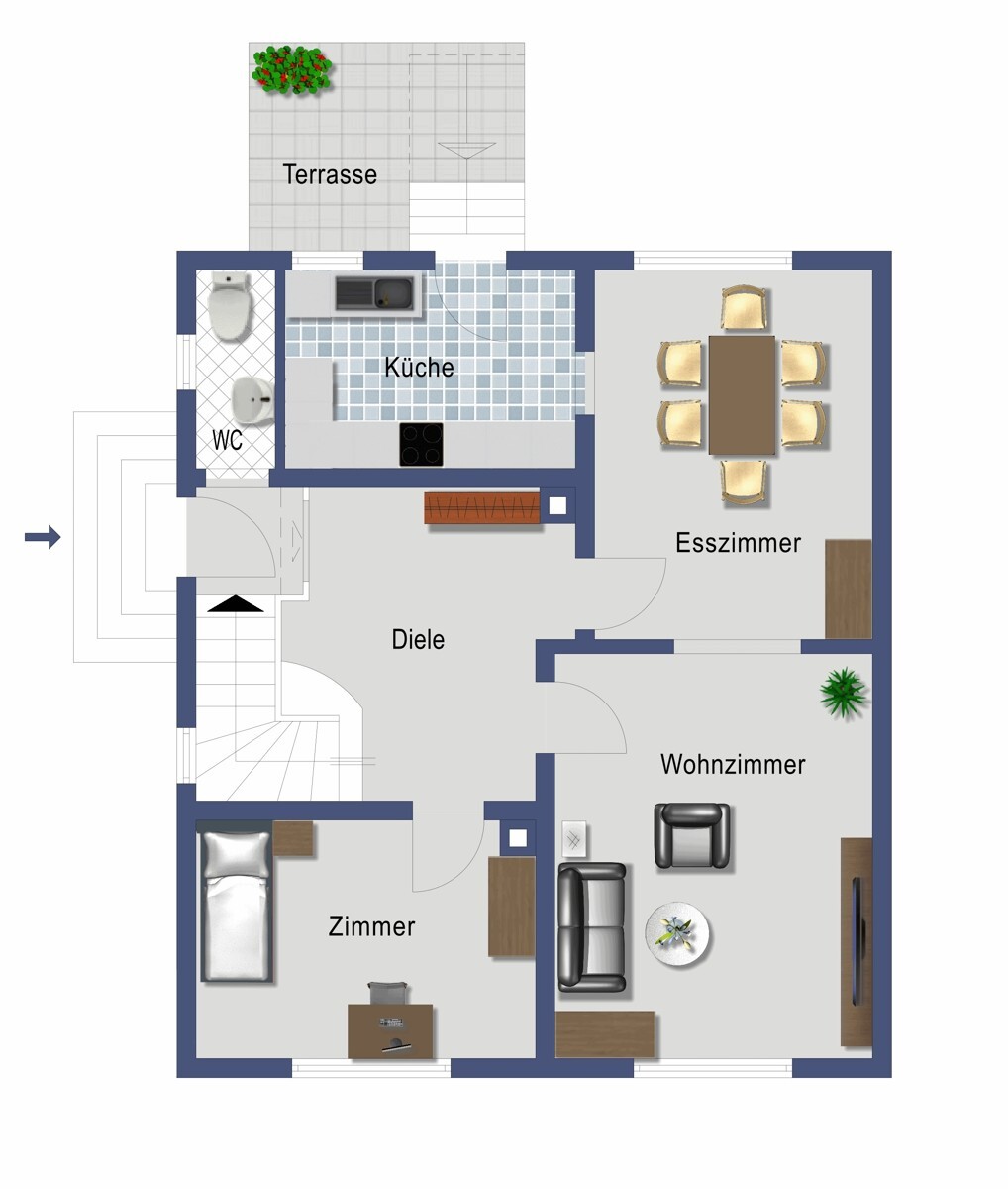 Grundriss Erdgeschoss (nicht maßstabsgetreu)