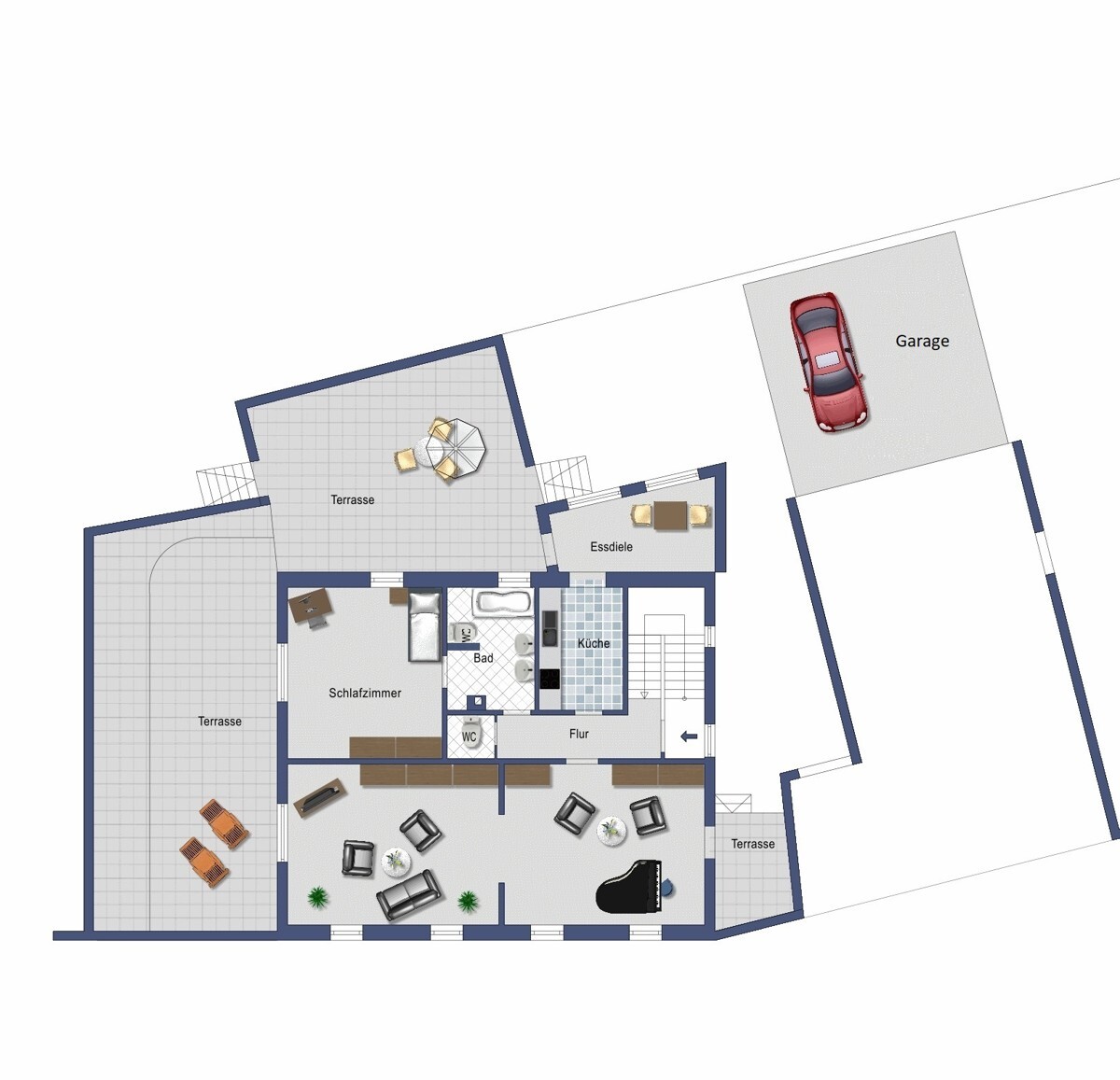 Grundriss Erdgeschoss (nicht maßstabsgetreu)