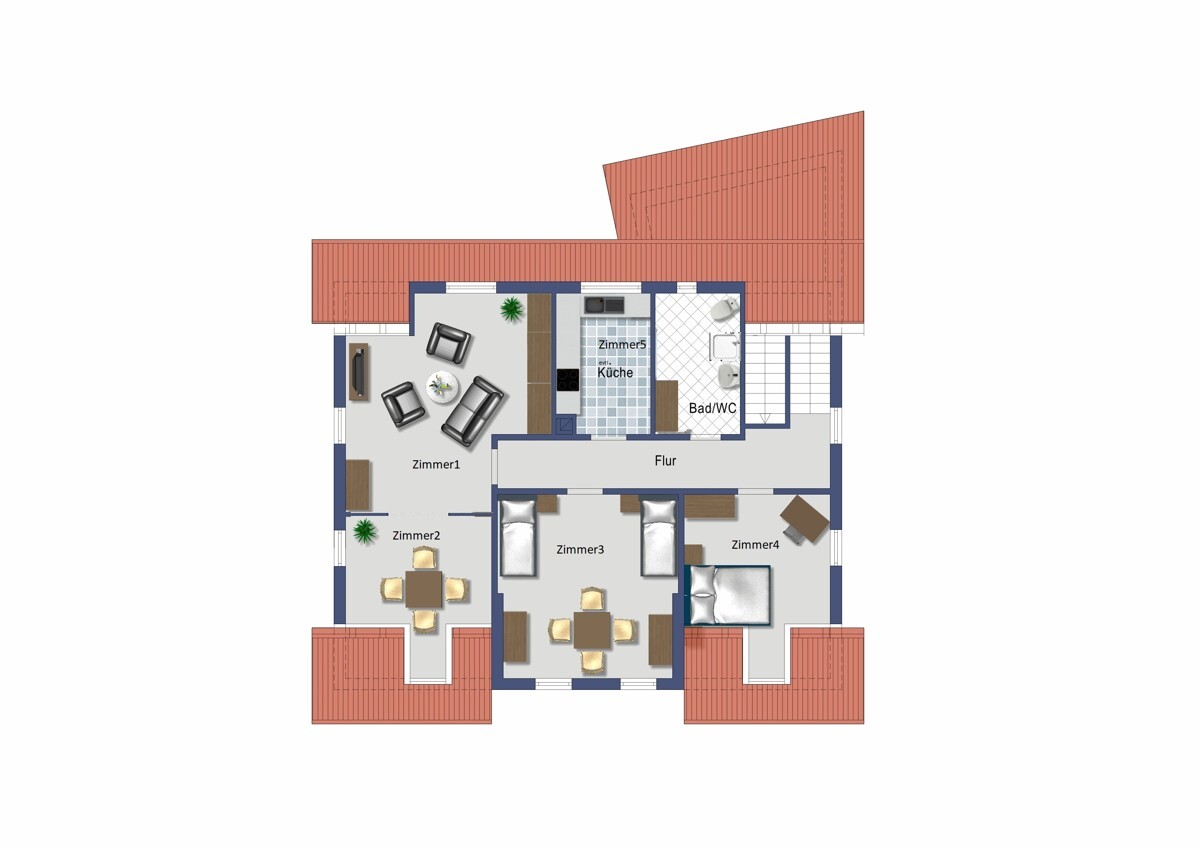 Grundriss Obergeschoss (nicht maßstabsgetreu)