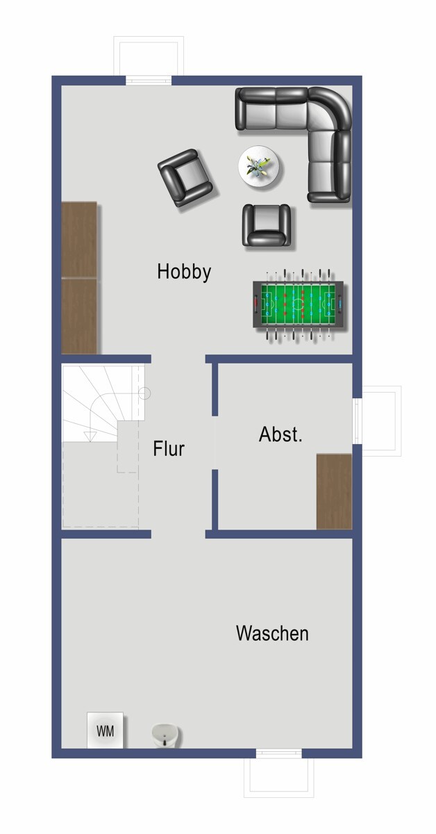 Grundriss Kellergeschoss (nicht maßstabsgetreu)