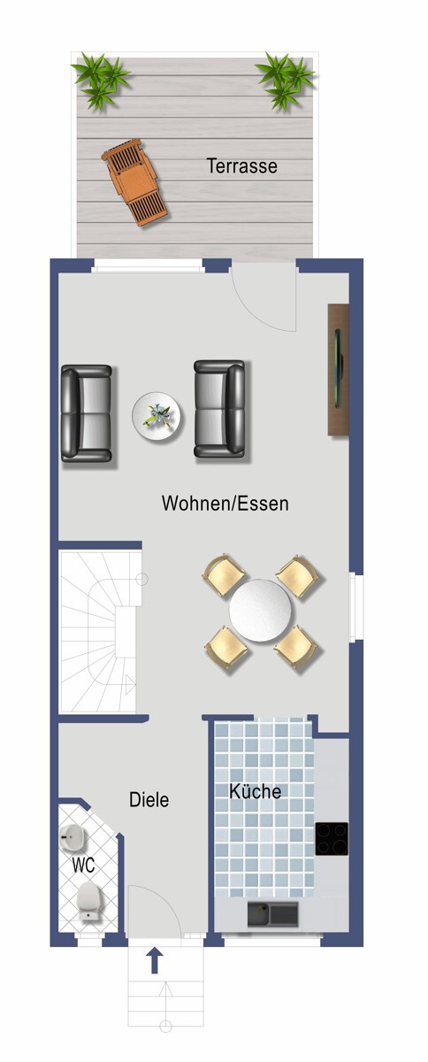 Grundriss Erdgeschoss (nicht maßstabsgetreu)