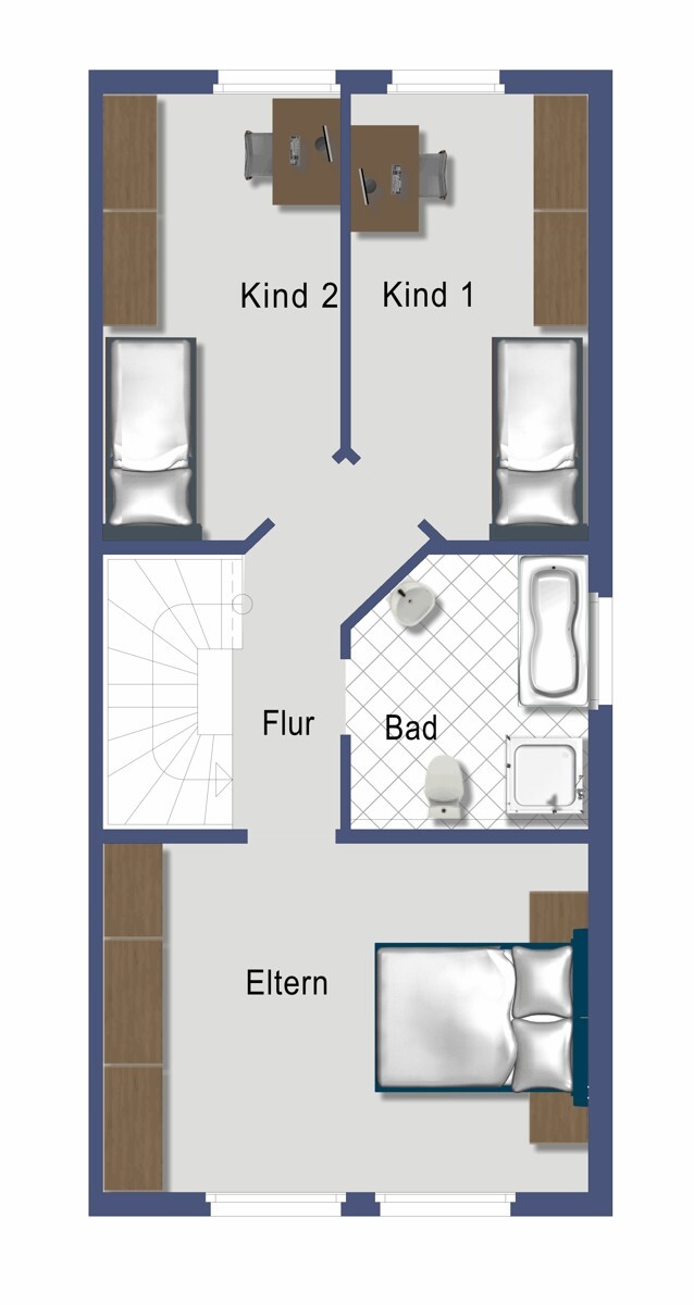 Grundriss Obergeschoss (nicht maßstabsgetreu)