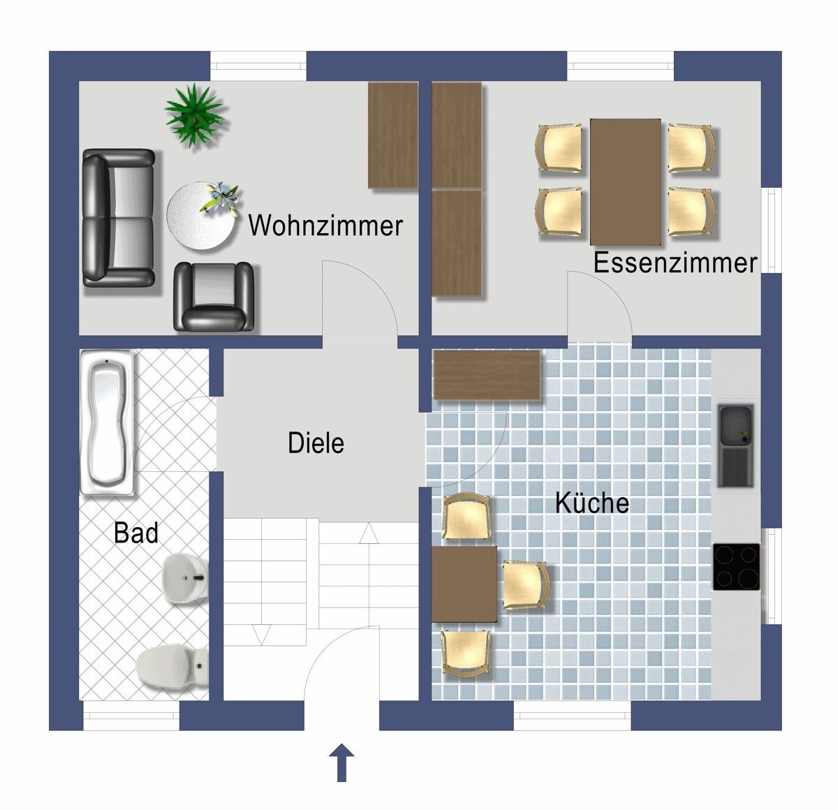 Grundriss Erdgeschoss (nicht maßstabsgetreu)