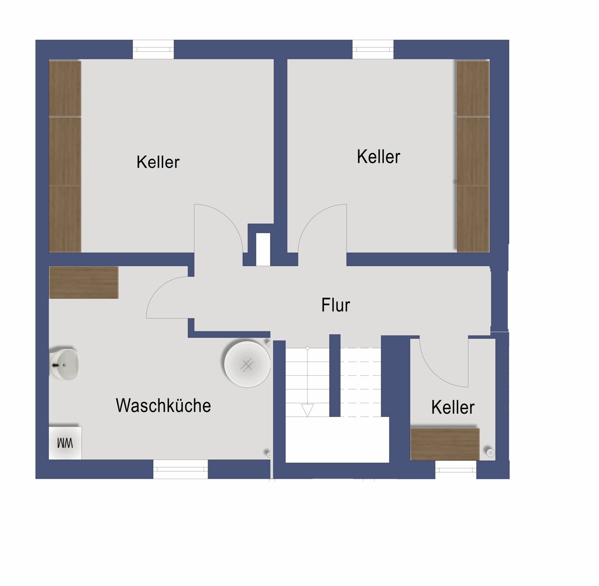 Grundriss Kellergeschoss (nicht maßstabsgetreu)