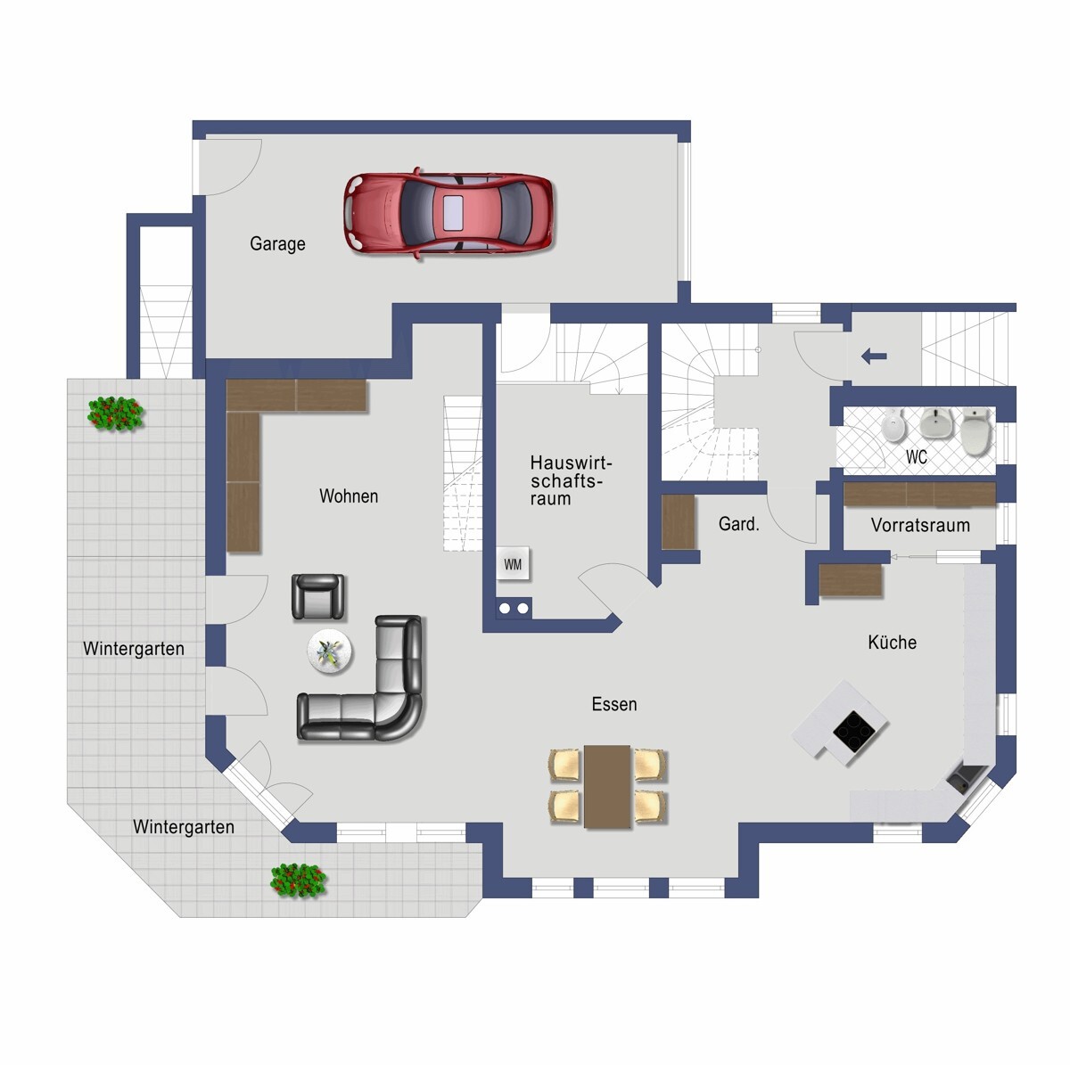 Grundriss Erdgeschoss (nicht maßstabsgetreu)