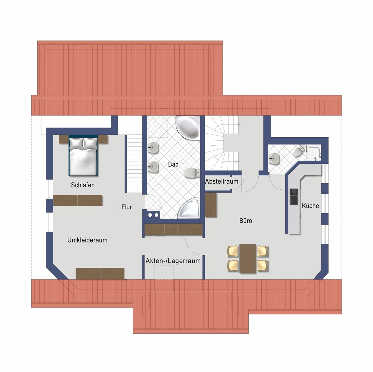 Grundriss Obergeschoss (nicht maßstabsgetreu)