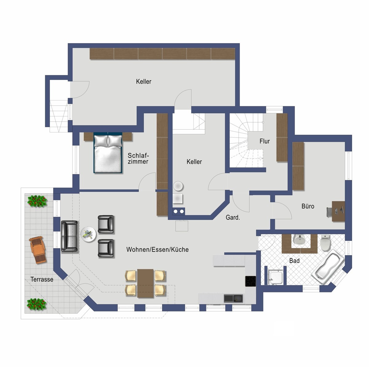 Grundriss Untergeschoss (nicht maßstabsgetreu)