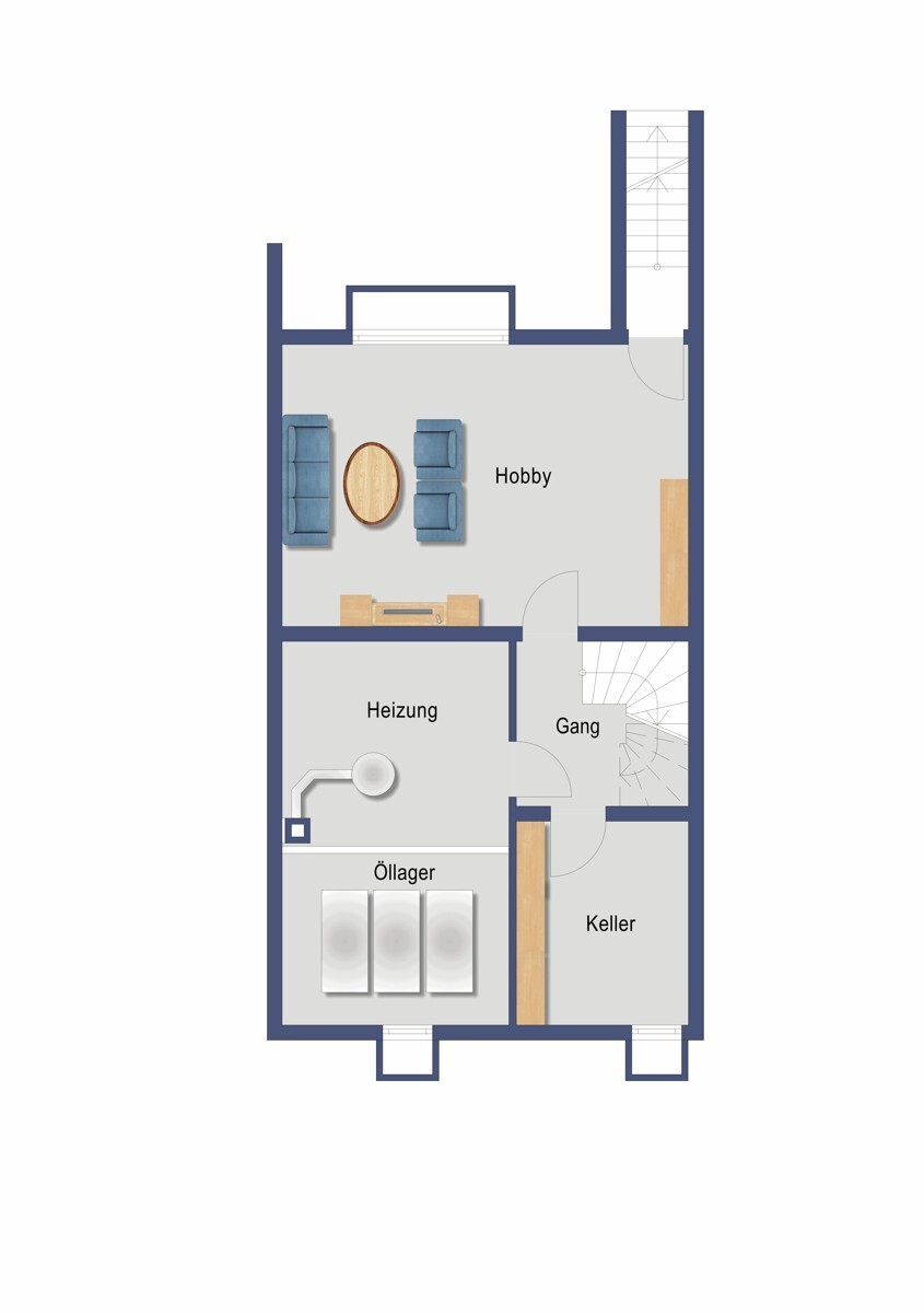 Grundriss Kellergeschoss (nicht maßstabsgetreu)