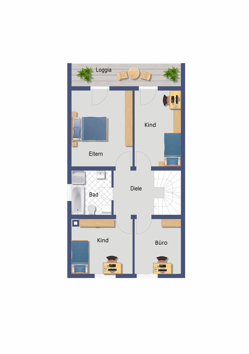 Grundriss Obergeschoss (nicht maßstabsgetreu)