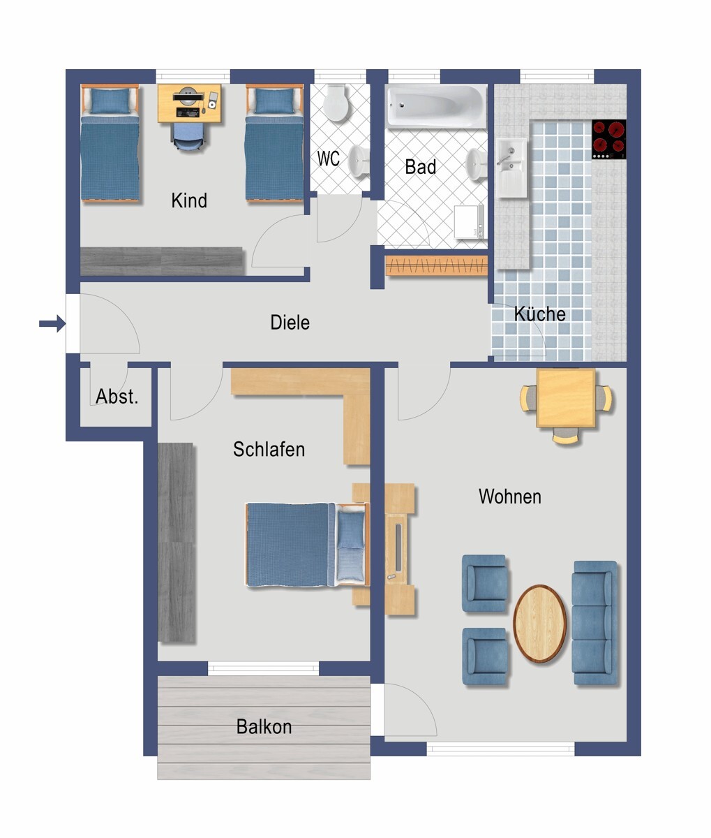 Grundriss (nicht maßstabsgetreu)